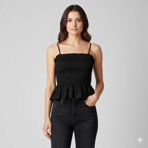 Lulus Smocked Black Cami Size Large NWT